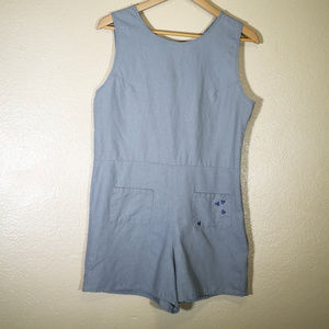 Junk Food Disney Mickey Romper Gray Linen/Cotton M